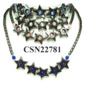 Assorted Opal Beads Hematite Chain Choker Fashion Women Necklace